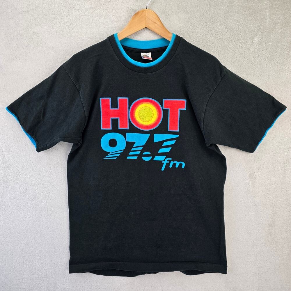 Vintage Hot 97.7 Shirt Mens Large 90s Hip Hop Rap Tee Single Stitch USA Made